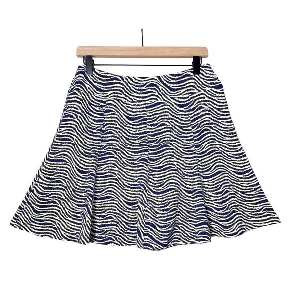 J. McLaughlin Womens Zebra Print Navy and Cream Unlined Flutter Hem Skirt size S - Picture 2 of 9